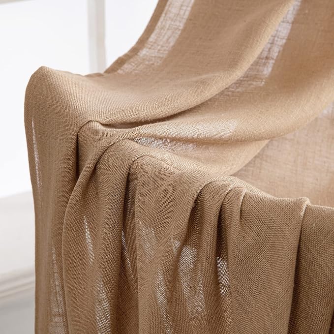MIULEE Light Brown Short Linen Curtains 52x45 Inch Long 2 Panel - Image 6
