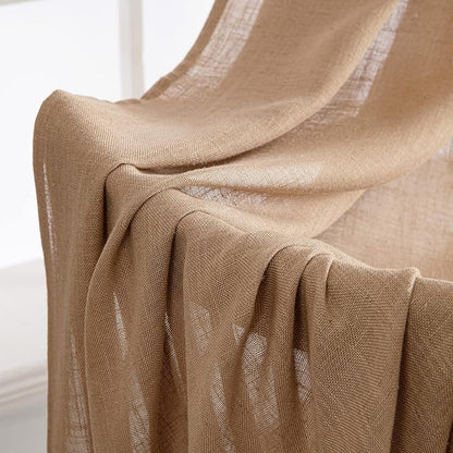 MIULEE Light Brown Short Linen Curtains 52x45 Inch Long 2 Panel - Image 6