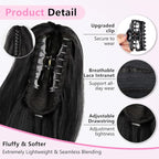 ALXNAN Ponytail Extension,24 Inch Claw Clip in Long Curly Wavy Black Ponytail Hair Extension Jaw Clip on Pony Tails Hairpiece for Women