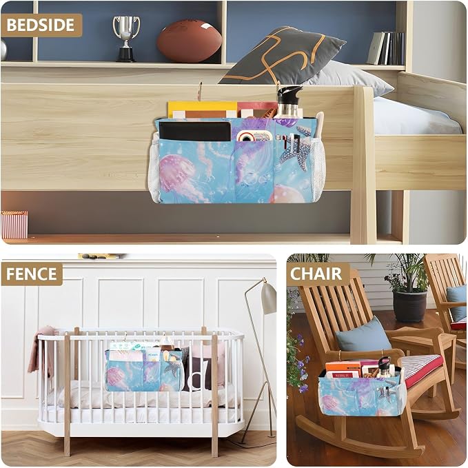 Bedside Caddy Metal Frame Hanging Organizer Bunk Bed Dorm Accessories Hook And - Image 8