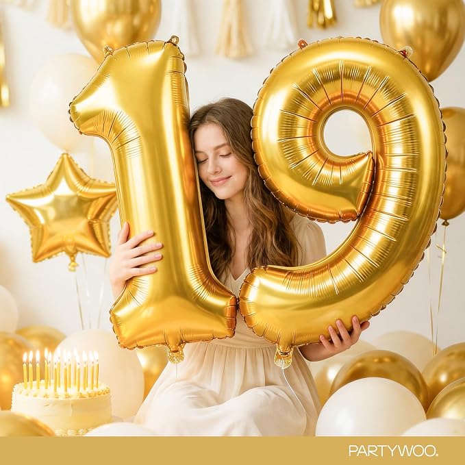 PartyWoo Number Balloons 40 Inch Gold Number 1 Kit 25pcs - Image 8