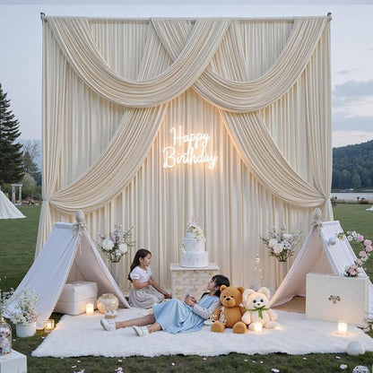 10ft x 15ft Beige Backdrop Curtains - Image 8