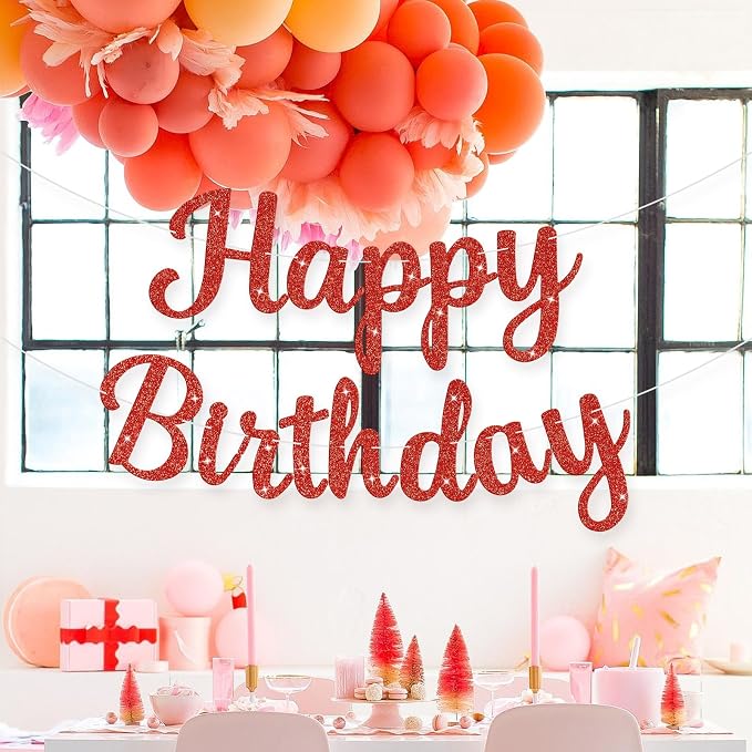 Glitter Happy Birthday Banner Sign Birthday Garland Wall Door Banners Flag - Image 6