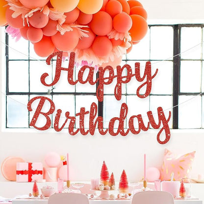 Glitter Happy Birthday Banner Sign Birthday Garland Wall Door Banners Flag - Image 6