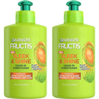 Garnier Fructis Sleek & Shine Leave-In Conditioning Cream for Frizzy, Dry Hair, Plant Keratin + Argan Oil, 10.2 Fl Oz, 2 Count (Packaging May Vary)