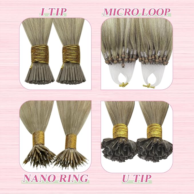 YoungSee Utip Balayage Hair Extensions Real Human Hair Balayage Ash Blonde Ombre Platinum Ombre U Tip Hair Extensions Hot Fusion 18In 1G/S 50G