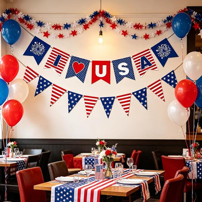 Patriotic Banner 4th of July Decorations, Stars and Stripes Flag Bunting - Image 6