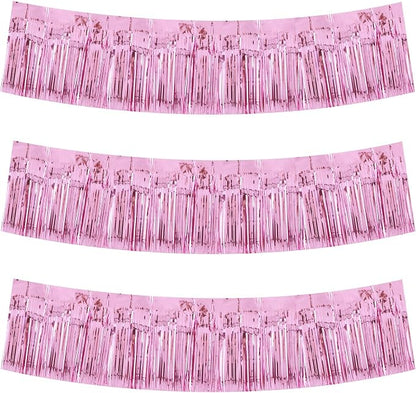 BEISHIDA Pink Fringe Garland Banner 3Pack 30ft Wall Tinsel Foil Streamers | by Beishida