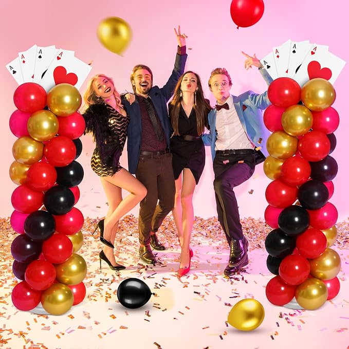 2 Sets Casino Theme Party Decoration Adjustable Poker Themed Balloon Column - Image 5