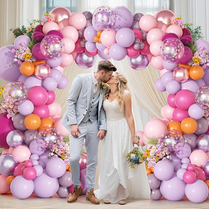 Ouddy Party Pink Purple Balloons Garland Arch Kit 18 12 10 5 Inch | Different - Image 6