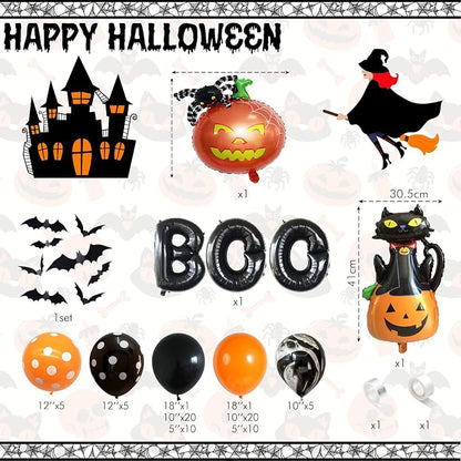 Halloween Balloon Arch Garland Kit, Boo Spider Bat Pumpkin Cat Pumpkin Spider - Image 2