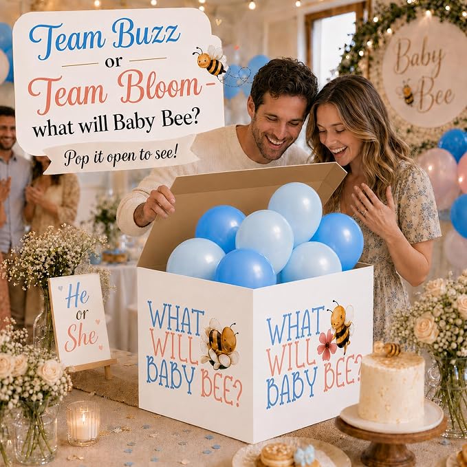 Baby Bee Gender Reveal Box, Large Balloon Surprise Box - Image 2