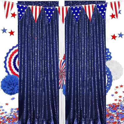 Blue Sequin Backdrop Curtains 2Panel 2x8ft - Image 6