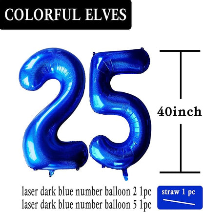 Laser Navy Blue Number 25 Balloons 40 Inch | Giant Number Dark Blue 25 - Image 2