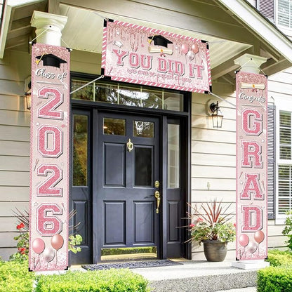 Pink Graduation Decorations Graduation Banner Class of 2026 Congrats Grad Porch - Image 2