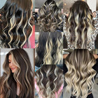 16 Pcs Colored Hair Extensions Curly Wavy Clip in Synthetic Hair Extensions,Colorful Party Highlights Hairpiece Streak for Girls Women Kids Christmas Cosplay Party Gift(Blonde)