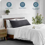 Bare Home Microfiber Body Pillow Cover - Ultra Soft - Cooling Pillowcase - Double Brushed - Pillowcase with Zipper Closure - Easy Care (20''x54'' Body Pillow Cover, Forged Iron Grey)