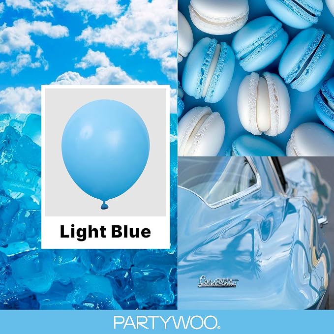 PartyWoo Light Blue Balloons 127pcs Baby Pastel Blue Color 5 Inch | 36 18 12 10 - Image 2