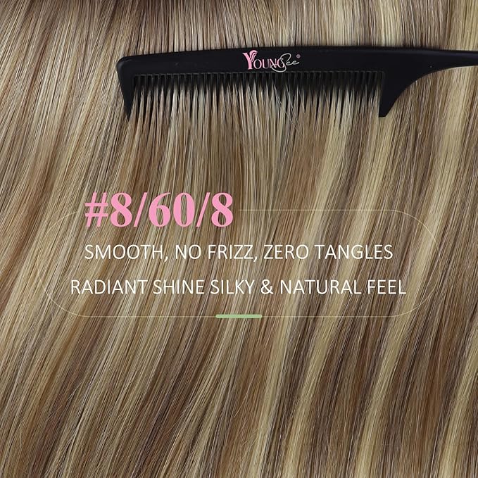 YoungSee Human Hair Tape in Extensions Balayage Tape in Hair Extensions Human Hair Light Brown Ombre Blonde Tapes ins Hair Extension Silky Straight 20 Inch Seamless Tapein Hair Extension 20pcs 50g