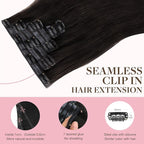 GOO GOO Clip in Hair Extensions Real Human Hair, Remy Human Hair Extensions Clip ins for Women, Natural Human Hair, 18inch 110g 7Pcs, 2 Dark Brown