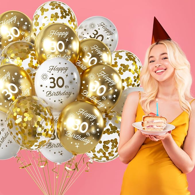 White Gold 18th Birthday Balloons Pack of 15 Men Women Happy 18th Birthday - Image 6