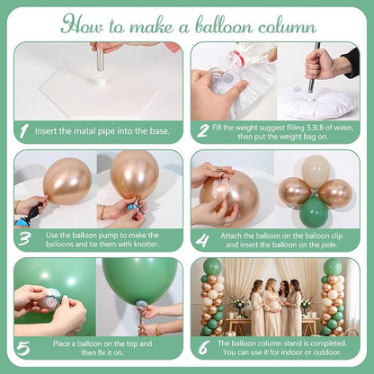 2 Sets Sage Green Champagne Sand White Balloon Column Kit - Image 6