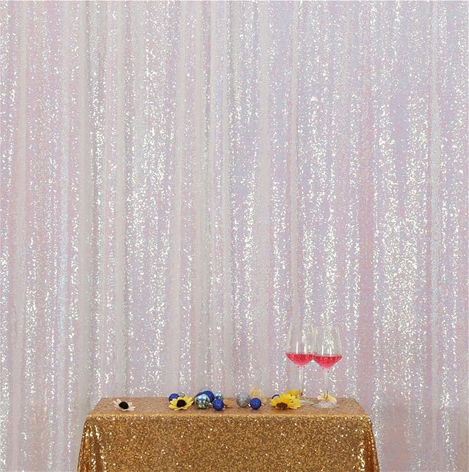 Eternal Beauty White Iridescent 3mm Sequin Backdrop 20x10 Ft - Image 2