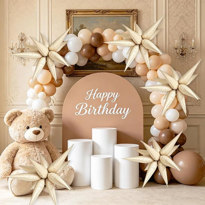 Cream Star Balloons Foil 60Pcs Mylar Spike Balloons Neutral Baby Shower - Image 4
