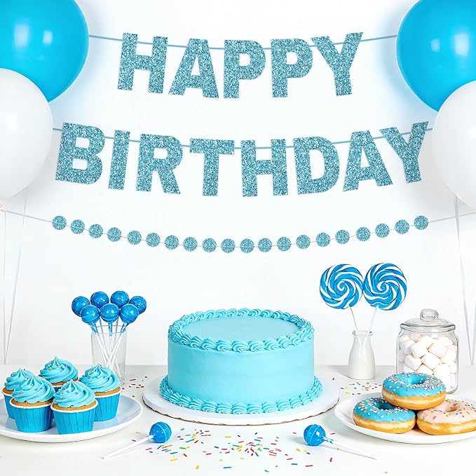 Alynta Happy Birthday Banner Pre-Strung Glitter Birthday Party Decorations | NO - Image 4