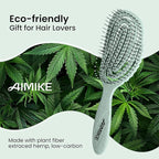 AIMIKE Hemp-Relax Detangler Hair Brush, Eco-Friendly Detangling Brush for Wavy Straight Hair, Vented Hairbrush w/Soft Bristles, Glide Through Tangles with Ease for Women, Kids, Wet & Dry Hair