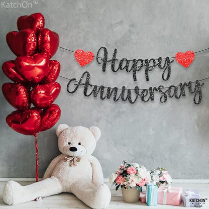 KatchOn, Glitter Black Happy Anniversary Banner - Image 6