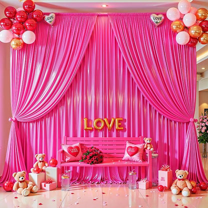10x10 ft Hot Pink Glitter Backdrop Curtain - Image 5
