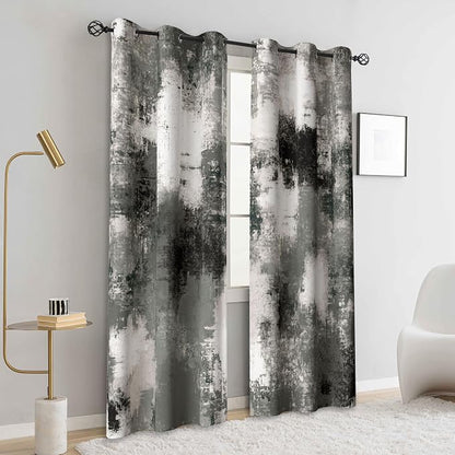 Asuexpect Black Grey Abstract Curtains 2 Panels Abstract Rust Curtain Room - Image 4