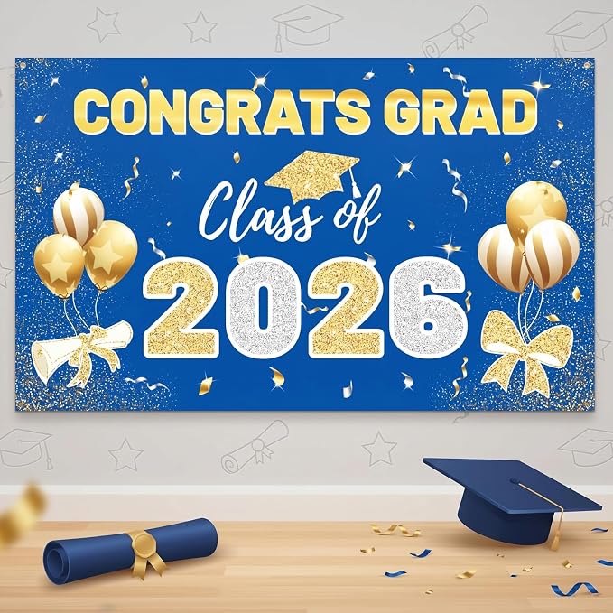2026 Graduation Backdrop Blue by Unknown