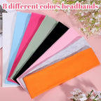 obeoby 8 Pack Non Slip Headbands for Women, Sweat Absorbing Cotton Hair Bands for Workout Yoga Running Sports Valentines Gifts