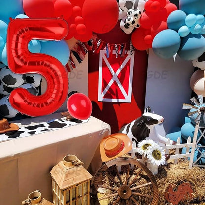 40 Inch 5 Red Number Balloons Mylar Foil Balloons 5st Birthday Party Decor | - Image 3
