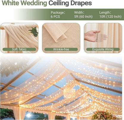6 Panels Champagne Ceiling Drapes - Image 4