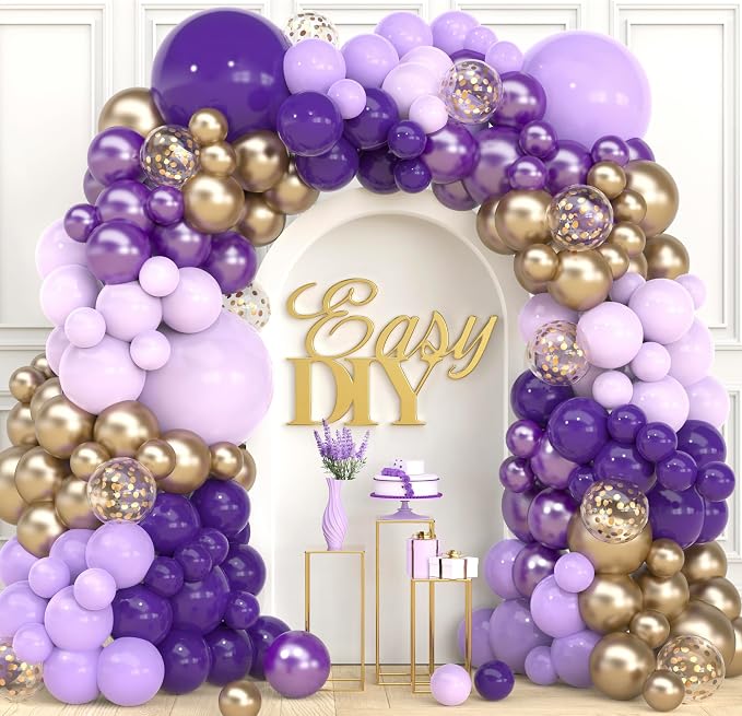 ALL-IN-1 Purple and Gold Balloon Arch & Garland Kit – Small and Large Purple - Image 4