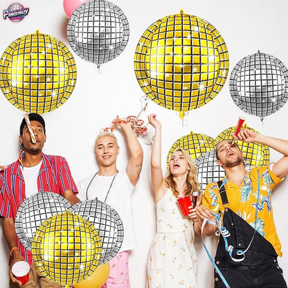 6pcs 22 Inch Gold Silver Disco Ball Balloons, 4d Large Foil Aluminum Balloon - Image 8