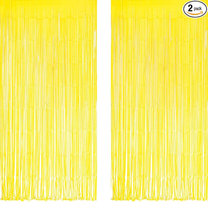 Yellow Streamers Party Backdrop by GREATRIL