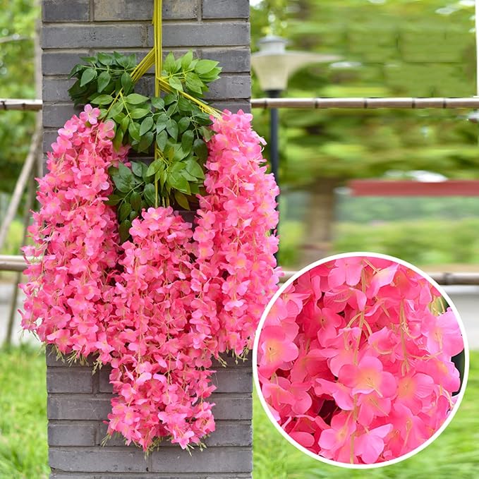 Artificial Wisteria Hanging Flowers Fake Wisteria Flower Garland Silk Vines - Image 6