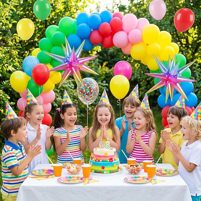 Rainbow Balloons, 12 Inches Yellow Hot Pink Lime Green Blue Red Neon Balloons - Image 4