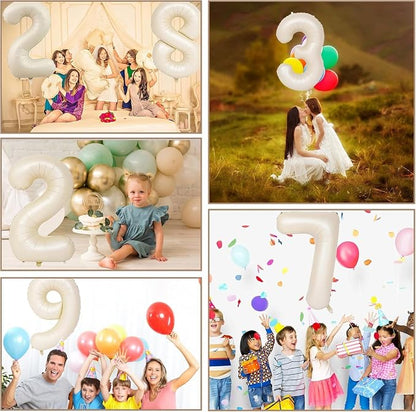 40 inch Cream White Number Balloon Giant Foil Helium Balloons Beige Number 3 - Image 6
