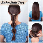 20 PCS Boho Ponytail Holders - 4 Neutral Colors, 5 Styles Hair Bands & Bracelets for Women's Thick or Thin Hair, No Damage