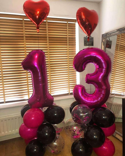 Hot Pink 13 Number Balloons, 40 Inch Giant Number 13 Balloons Foil Mylar Helium - Image 5