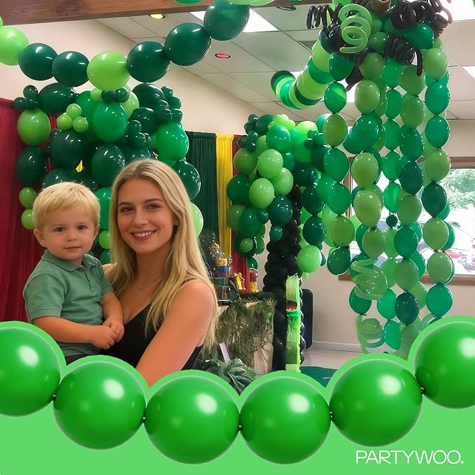 PartyWoo Green Linking Balloons 100pcs 12 Inch Green Link Balloons | - Image 2