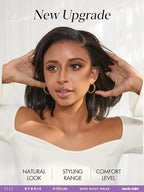 LUVME HAIR 13X4 Lace Wig NatureMAX™ PartingMax Lace 10 Inches Bob Wigs Lace Front Wigs Human Hair Pre Cut Plucked Flexi-Fit Drawstring Cap Lace Frontal Glueless 14 Inches Natural Black Color