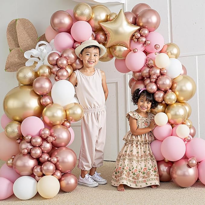 412Pcs Rose Gold Balloon Garland Arch Kit, 18 12 10 5 Inch Nude Pastel Pink - Image 5