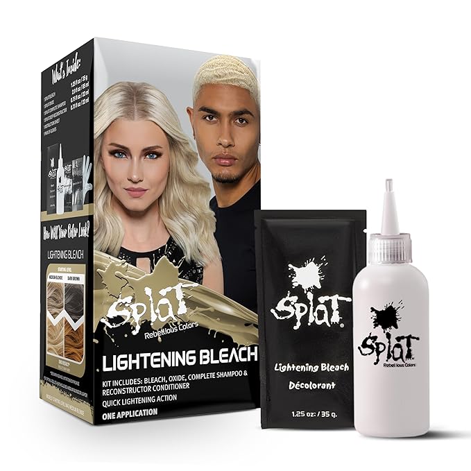 Splat Lightening Bleach Kit, 1 Application, Includes Oxide, Lightening Bleach Powder, Complete Shampoo & Deep Reconstructor Conditioner, Hair Bleach Kit Lifts 3-5 Levels, Vegan & Cruelty Free