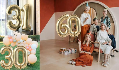 Light Gold Number 45 Foil Balloons 40 Inch White Gold 45 Mylar Balloon | 45th - Image 3